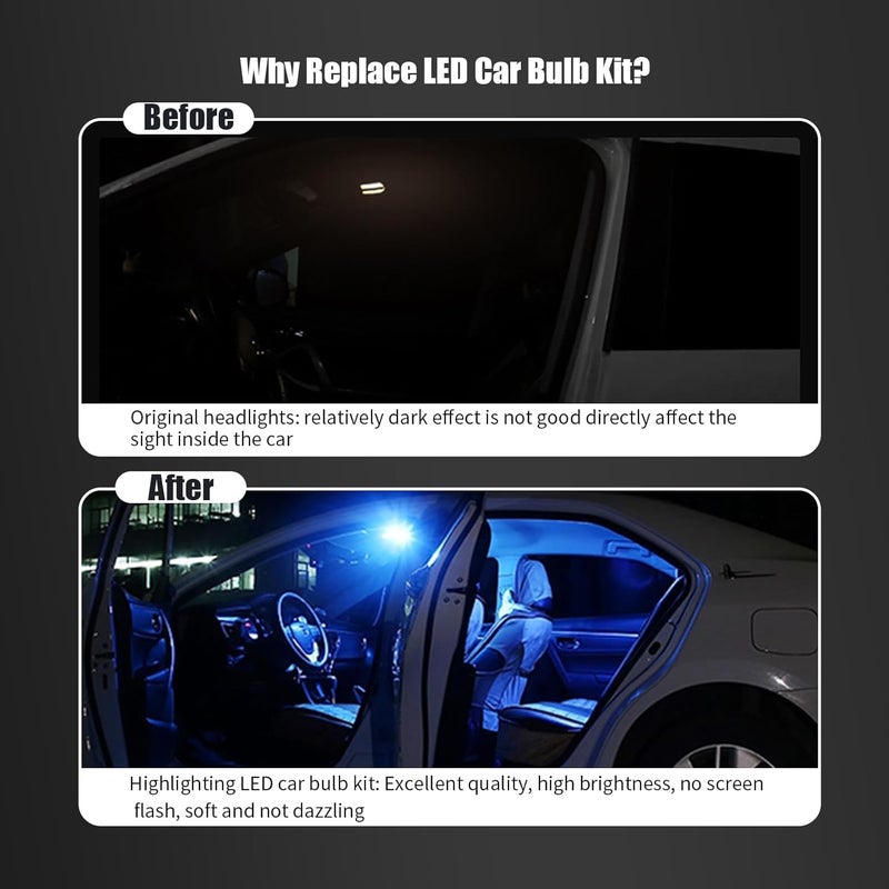 GKmow طقم مصابيح LED للسيارة - 24 قطعة، T10 31 مم 42 مم مصابيح داخلية للسيارة، مصابيح دائرية، مصابيح استبدال LED لمصابيح السيارة الداخلية، مصابيح خريطة، مصابيح باب، مصابيح ترخيص (زرقاء) - Image 5